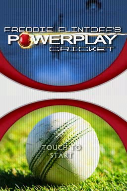 Freddie Flintoff’s Power Play Cricket title screen for Nintendo DS