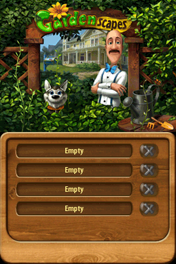 Gardenscapes title screen for Nintendo DS