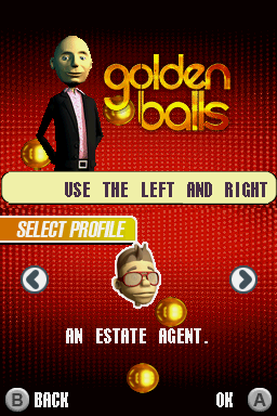 Golden Balls title screen for Nintendo DS