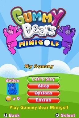 Gummy Bears Minigolf title screen for Nintendo DS