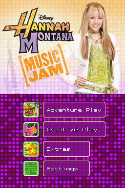 Hannah Montana: Music Jam [Walmart Edition] title screen for Nintendo DS