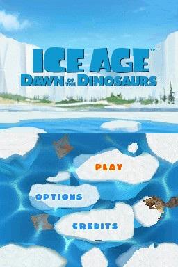 Ice Age: Dawn of the Dinosaurs title screen for Nintendo DS