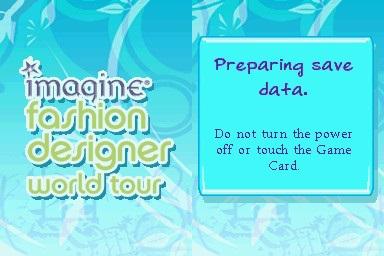 Imagine: Fashion Designer World Tour title screen for Nintendo DS
