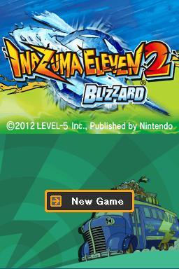 Inazuma Eleven 2: Blizzard title screen for Nintendo DS