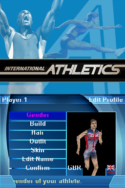 International Athletics title screen for Nintendo DS