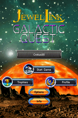 Jewel Link: Galactic Quest title screen for Nintendo DS