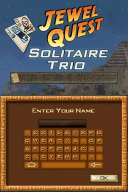 Jewel Quest Solitaire Trio title screen for Nintendo DS