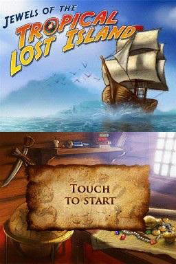 Jewels Of The Tropical Lost Island title screen for Nintendo DS