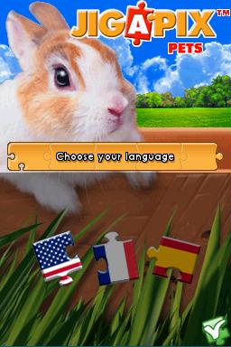 Jigapix: Pets title screen for Nintendo DS
