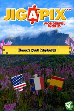 Jigapix: Wonderful World title screen for Nintendo DS