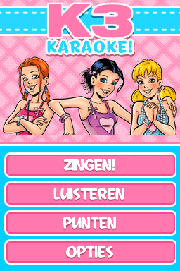 K3 Karaoke title screen for Nintendo DS