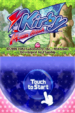 Kirby Mouse Attack title screen for Nintendo DS