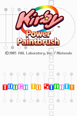 Kirby Power Paintbrush title screen for Nintendo DS
