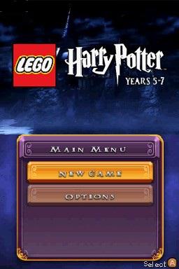 LEGO Harry Potter Years 5-7 title screen for Nintendo DS