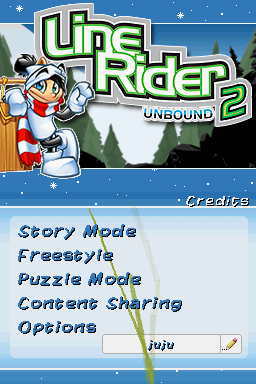Line Rider Freestyle title screen for Nintendo DS