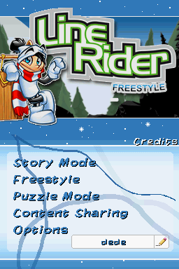 Line Rider Freestyle title screen for Nintendo DS