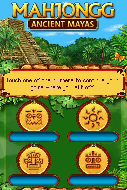 Mahjongg Ancient Mayas title screen for Nintendo DS