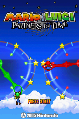 Mario & Luigi Partners In Time title screen for Nintendo DS