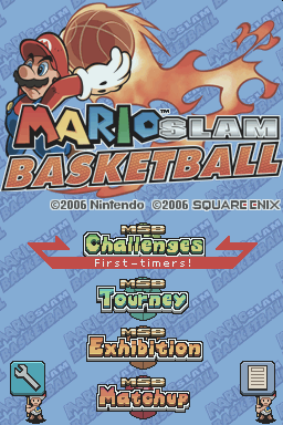 Mario Slam Basketball title screen for Nintendo DS