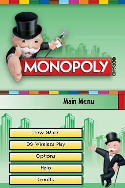 Monopoly title screen for Nintendo DS