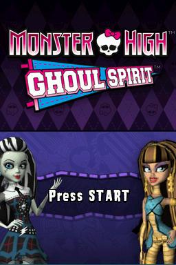 Monster High: Ghoul Spirit title screen for Nintendo DS