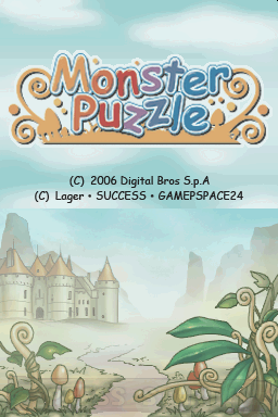 Monster Puzzle title screen for Nintendo DS
