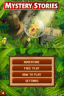 Mystery Stories title screen for Nintendo DS