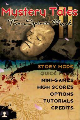 Mystery Tales 2: The Spirit Mask title screen for Nintendo DS