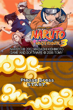 Naruto Ninja Council European Version title screen for Nintendo DS