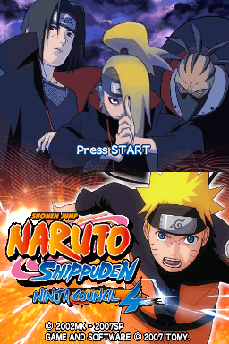 Naruto Shippuden: Ninja Council 3 European Version title screen for Nintendo DS