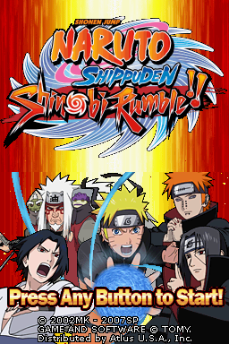 Naruto Shippuden: Shinobi Rumble title screen for Nintendo DS