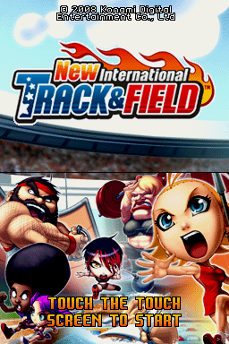 New International Track & Field title screen for Nintendo DS