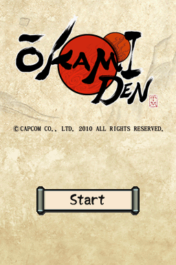 Okamiden title screen for Nintendo DS