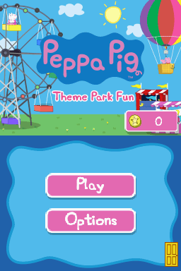 Peppa Pig: Theme Park Fun title screen for Nintendo DS