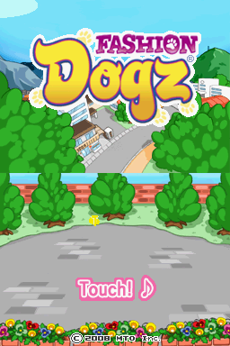 Dogz Fashion title screen for Nintendo DS