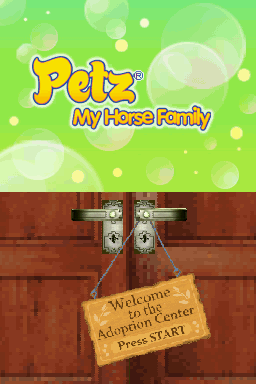 Petz: My Horse Family title screen for Nintendo DS