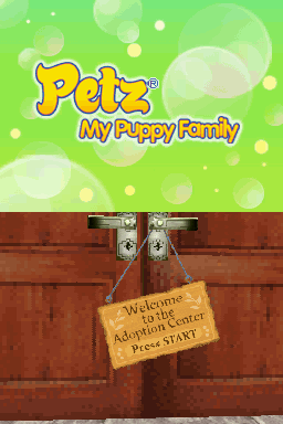 Petz: My Puppy Family title screen for Nintendo DS