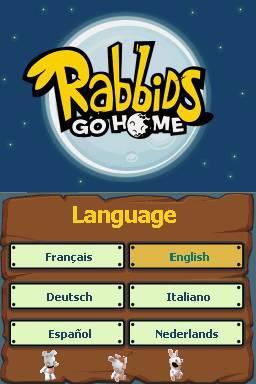 Rabbids Go Home title screen for Nintendo DS