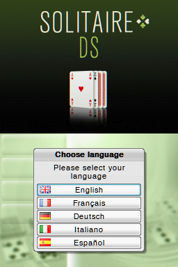 Solitaire DS title screen for Nintendo DS