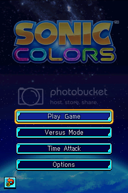 Sonic Colours title screen for Nintendo DS