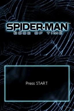 Spiderman: Edge of Time title screen for Nintendo DS