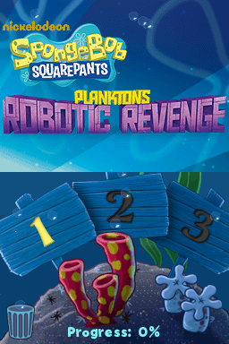 SpongeBob SquarePants: Plankton's Robotic Revenge title screen for Nintendo DS