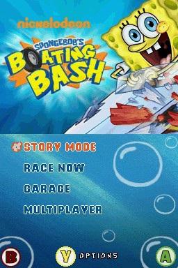 SpongeBob's Boating Bash title screen for Nintendo DS
