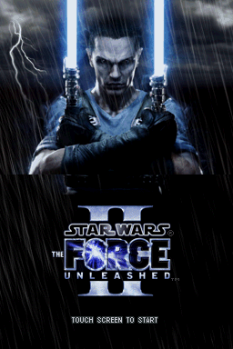 Star Wars: The Force Unleashed II title screen for Nintendo DS
