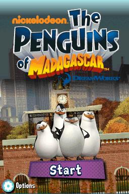 The Penguins Of Madagascar title screen for Nintendo DS