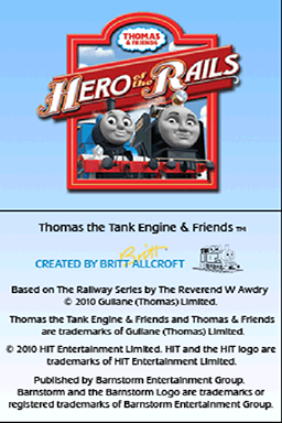 Thomas & Friends: Hero Of The Rails title screen for Nintendo DS