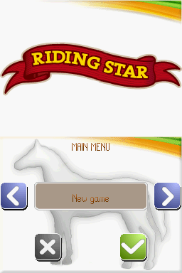 Tim Stockdale's Riding Star title screen for Nintendo DS