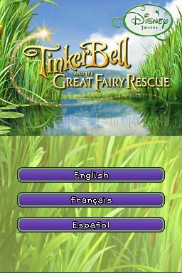 Tinker Bell and the Great Fairy Rescue title screen for Nintendo DS