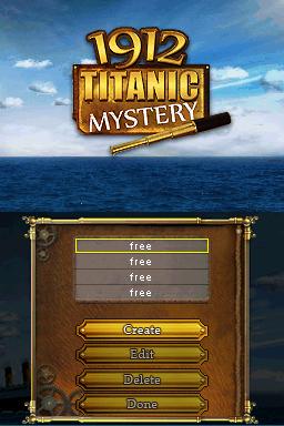Titanic Mystery title screen for Nintendo DS