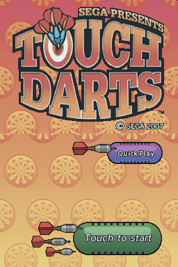 Touch Darts title screen for Nintendo DS